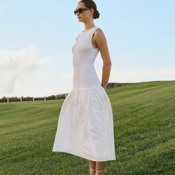 NEW Marie Oliver Porter Smocked Dress in Oyster White
